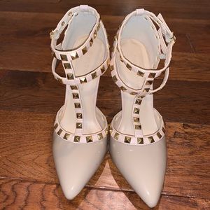 Tan stud heels